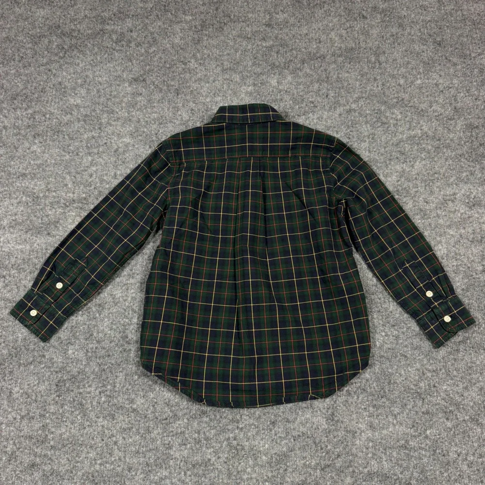 Polo Ralph Lauren Plaid Button Down Shirt Boys 5 Green Cotton EUC
